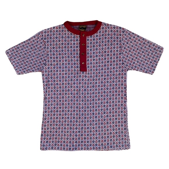 Vintage 70s Permanent-Prest By Sears Floral Knit Button Up Shirt - Picture 2 of 6